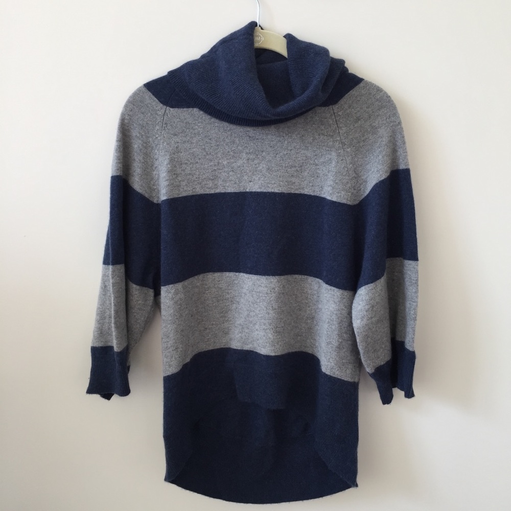 Pure Amici 100% Cashmere Turtleneck 3/4 High Low